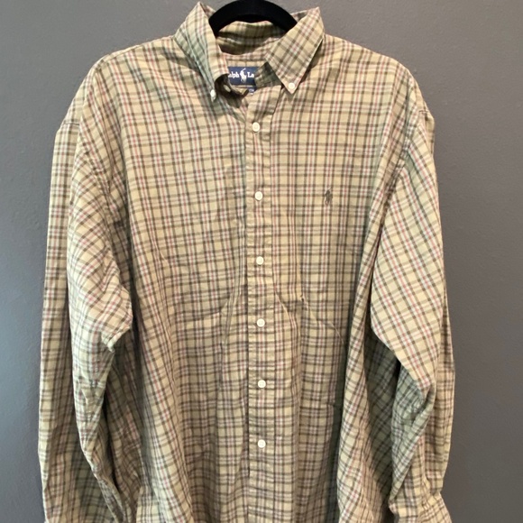 Ralph Lauren Men’s long sleeve button down shirt sage tan XL neck 16 1/2 34/35 - Picture 1 of 5
